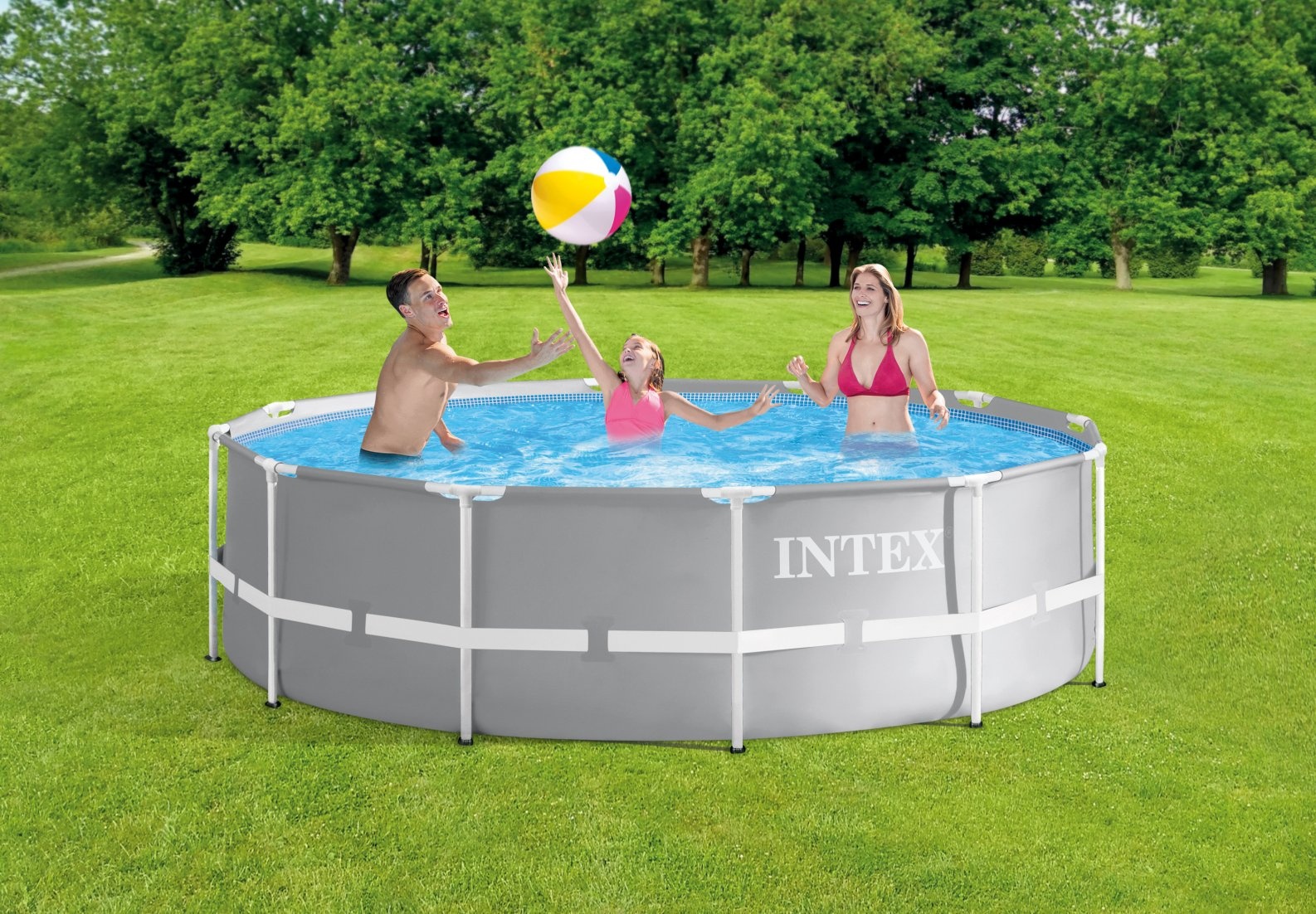 Intex zwembad - 366 cm diameter - 3-laags PVC - inclusief pomp en ladder