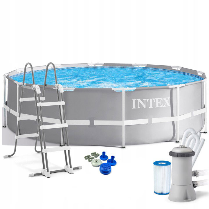 Intex zwembad - 366 cm diameter - 3-laags PVC - inclusief pomp en ladder