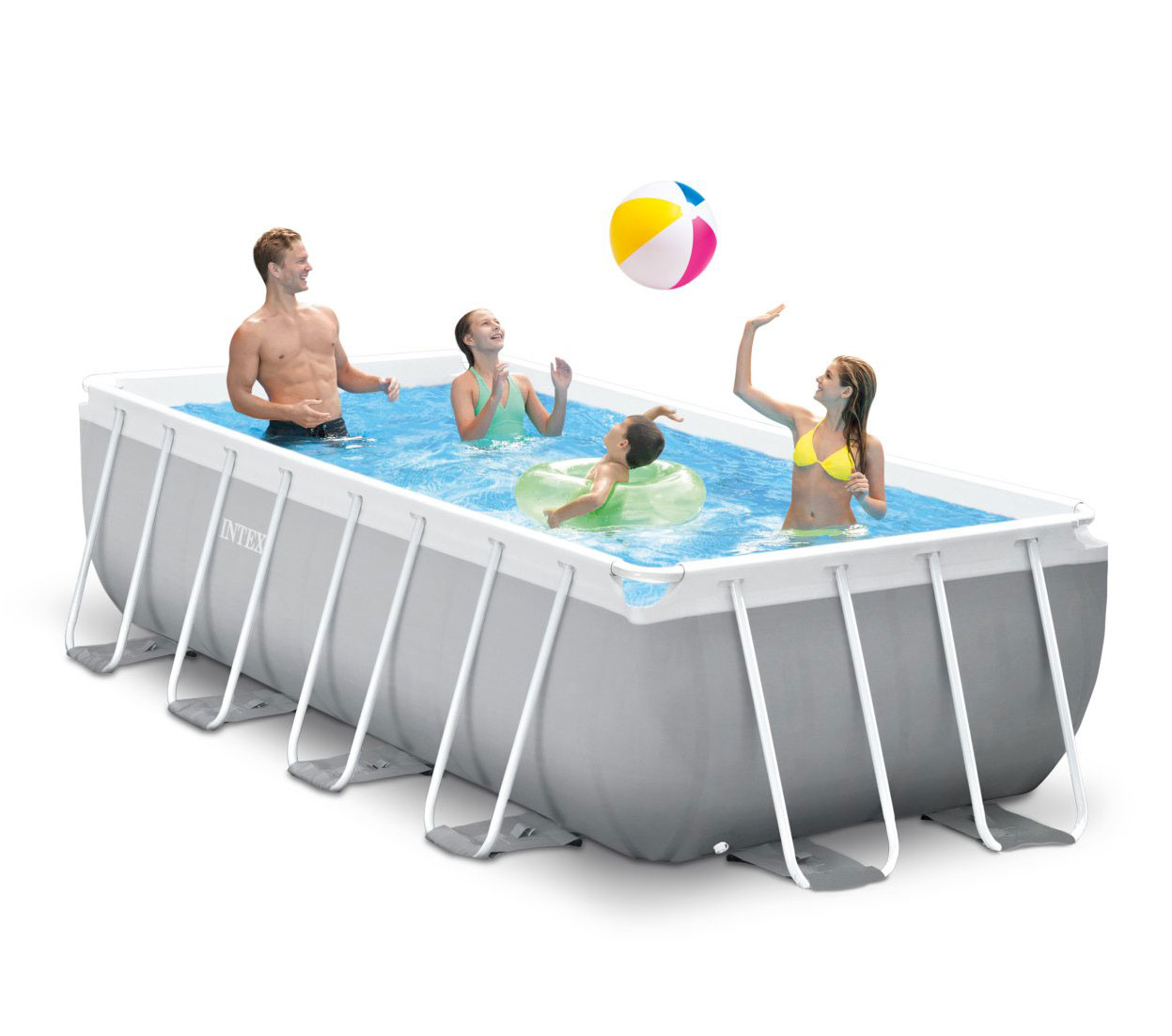 Familiezwembad - 400x200 cm - drielaags PVC - inclusief pomp en ladder