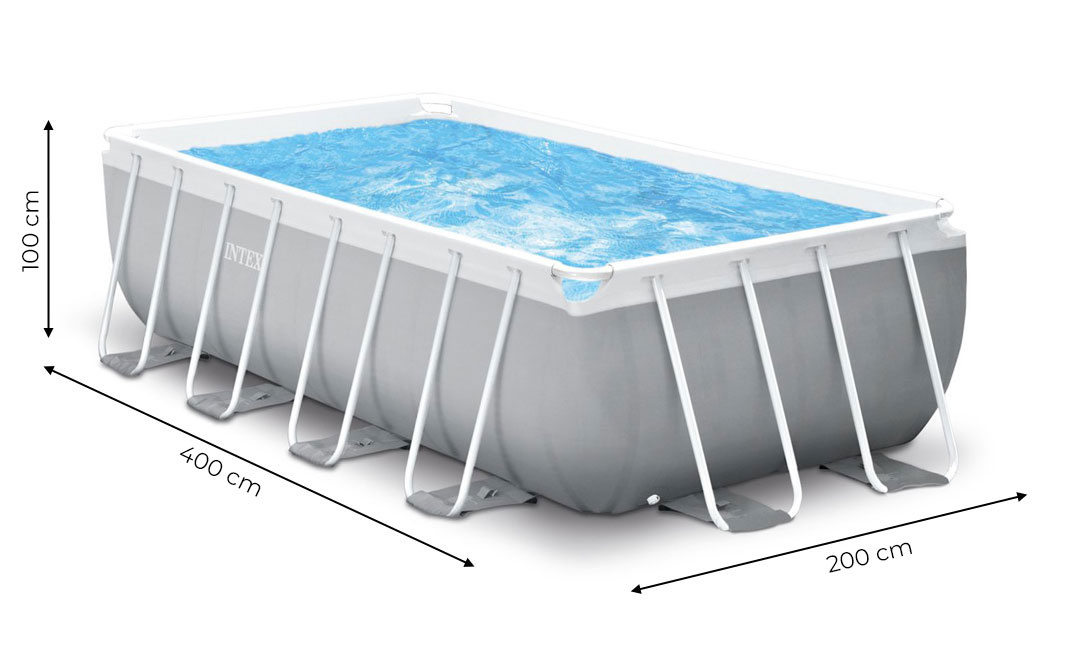 Familiezwembad - 400x200 cm - drielaags PVC - inclusief pomp en ladder