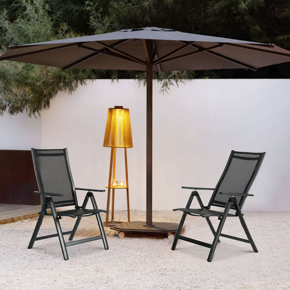Tuinstoelen - set van 2 - verstelbare rugleuning - inklapbaar - weerbestendig