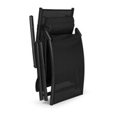 Tuinstoel - zwart - opvouwbaar - verstelbare rugleuning - 150-180x64x66-94.5 cm