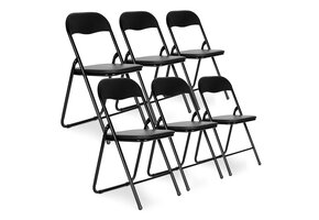 Tuinstoelen - set van 6 - zwart - inklapbaar - ecoleer bekleed