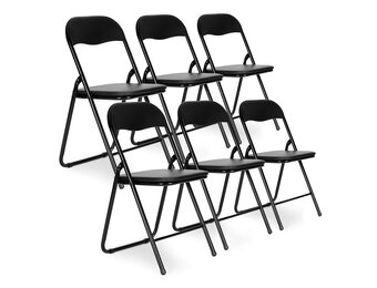 Tuinstoelen - set van 6 - zwart - inklapbaar - ecoleer bekleed