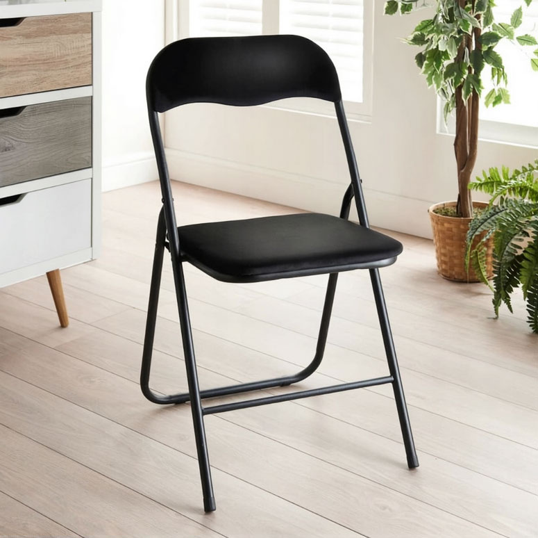 Tuinstoelen - zwart - opvouwbaar - eco-leer