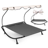 Dubbele ligstoel - grijs - 200 x 190 x 159 cm - met luifel