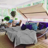 Dubbele ligstoel - grijs - 200 x 190 x 159 cm - met luifel