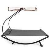 Dubbele ligstoel - grijs - 200 x 190 x 159 cm - met luifel