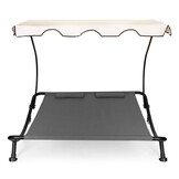 Dubbele ligstoel - grijs - 200 x 190 x 159 cm - met luifel