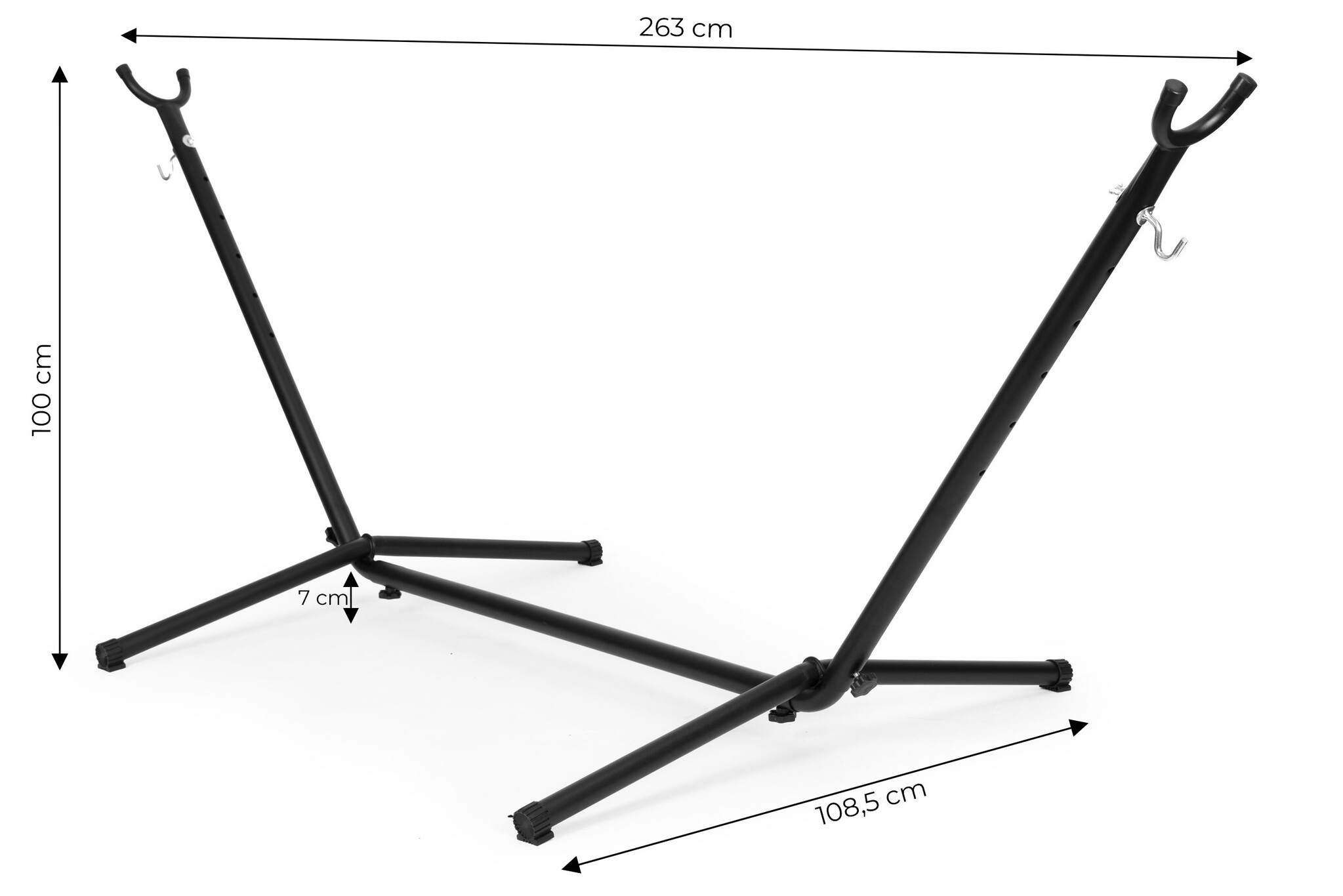 Hangmat standaard - zwart - 100 x 263 x 108,5 cm - max 150 kg
