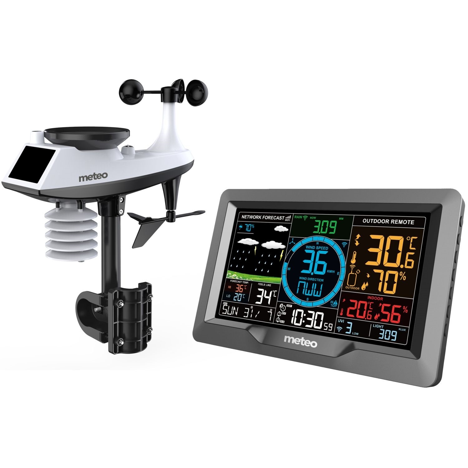 Weerstation - WIFI connectiviteit - neerslagmeter - meetbereik 100m