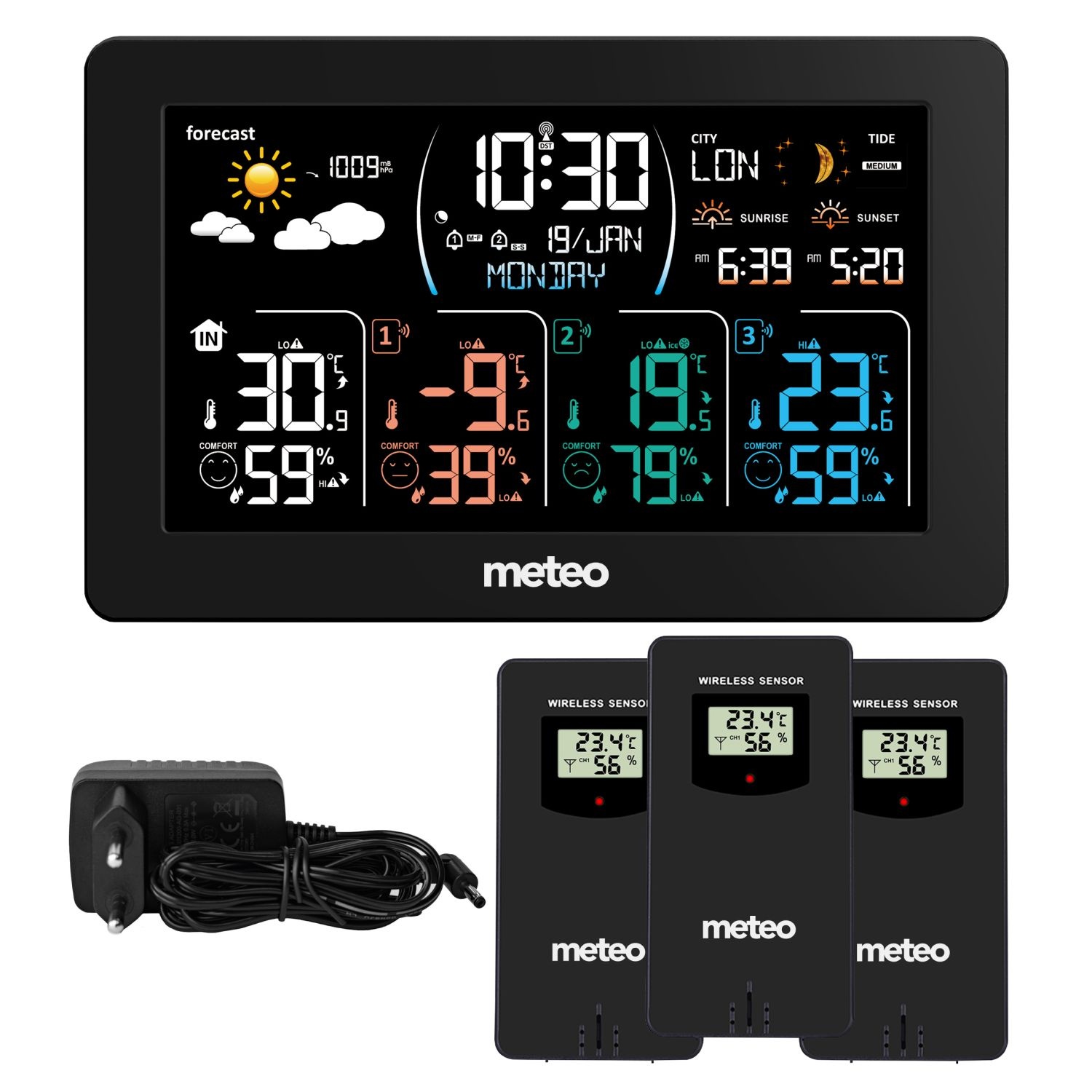 Weerstation - draadloos - 20.5 x 13 x 2.5 cm - met sensoren