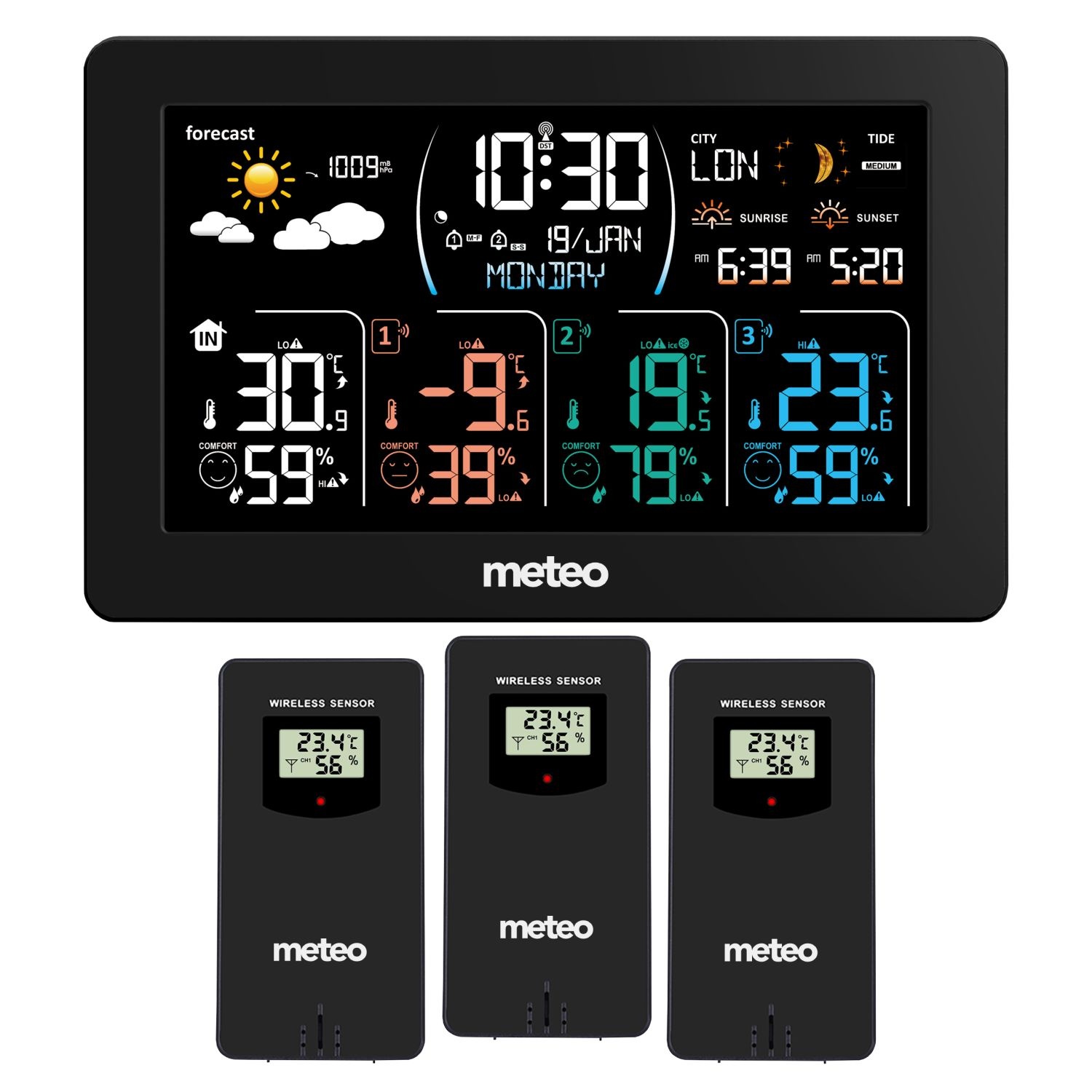 Weerstation - draadloos - 20.5 x 13 x 2.5 cm - met sensoren