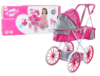 Poppenwagen - roze - 77 x 62 x 34 cm - metalen constructie
