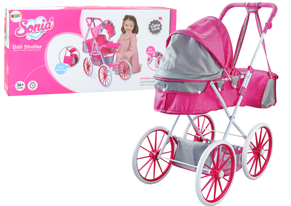 Poppenwagen - roze - 77 x 62 x 34 cm - metalen constructie