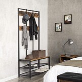 Kledingrek - rustiek bruin - 100 x 40 x 186 cm - 24 haken