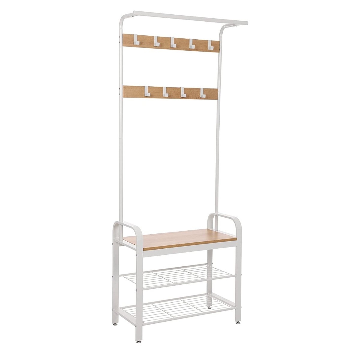 Kapstok met schoenenrek - beige - 72 x 33,7 x 183 cm - zelfmontage