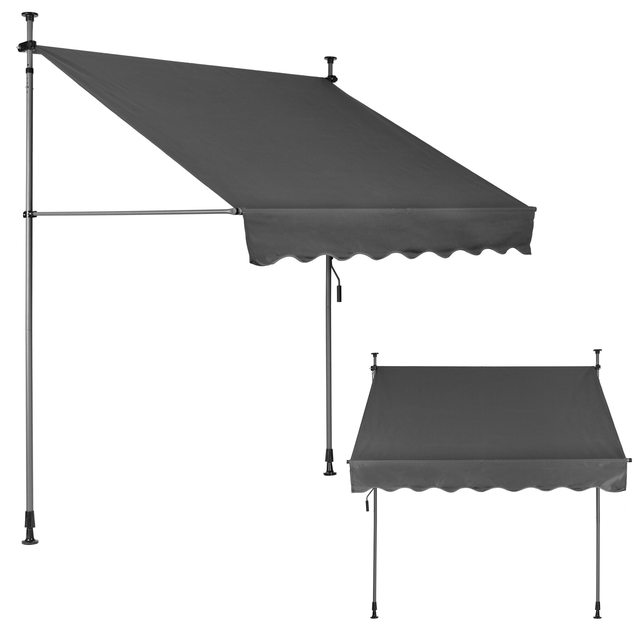 Zonnescherm balkon - grijs - 200 cm breed - UV-bestendig doek
