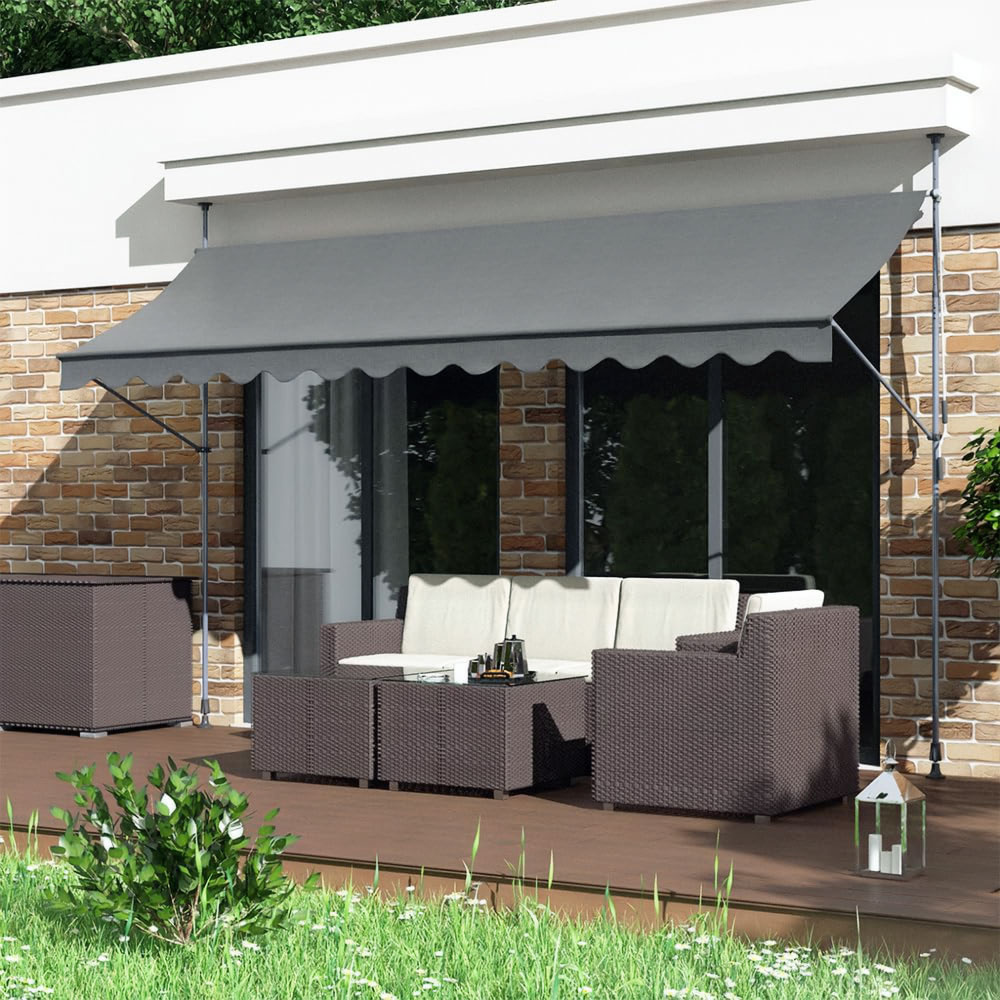 Zonnescherm balkon - grijs - 200 cm breed - UV-bestendig doek