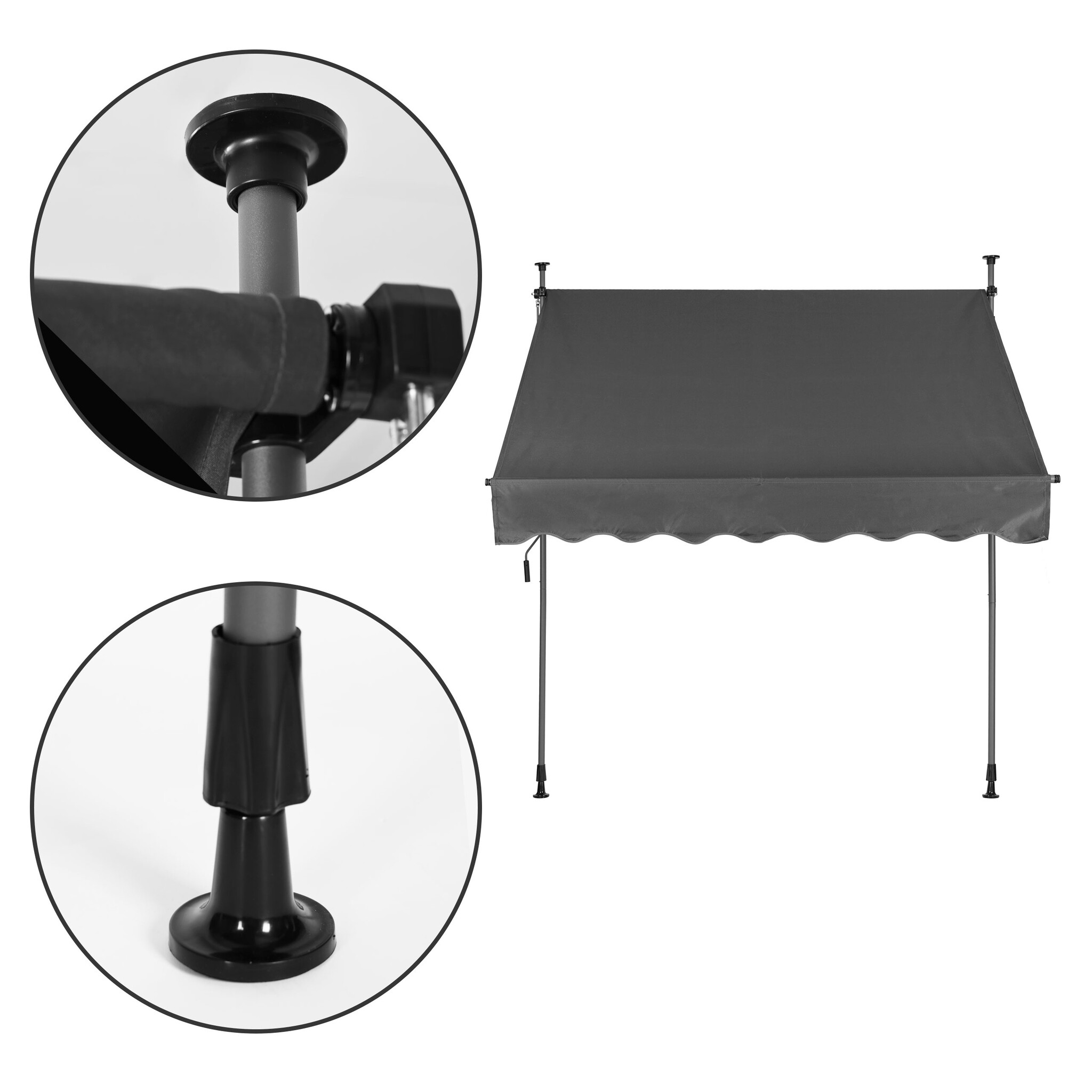 Zonnescherm balkon - grijs - 200 cm breed - UV-bestendig doek