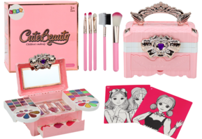 Make up koffer kind - kleurrijke glitters - rozen en nagellak - 17.5x17x12.5 cm