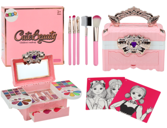 Make up koffer kind - kleurrijke glitters - rozen en nagellak - 17.5x17x12.5 cm