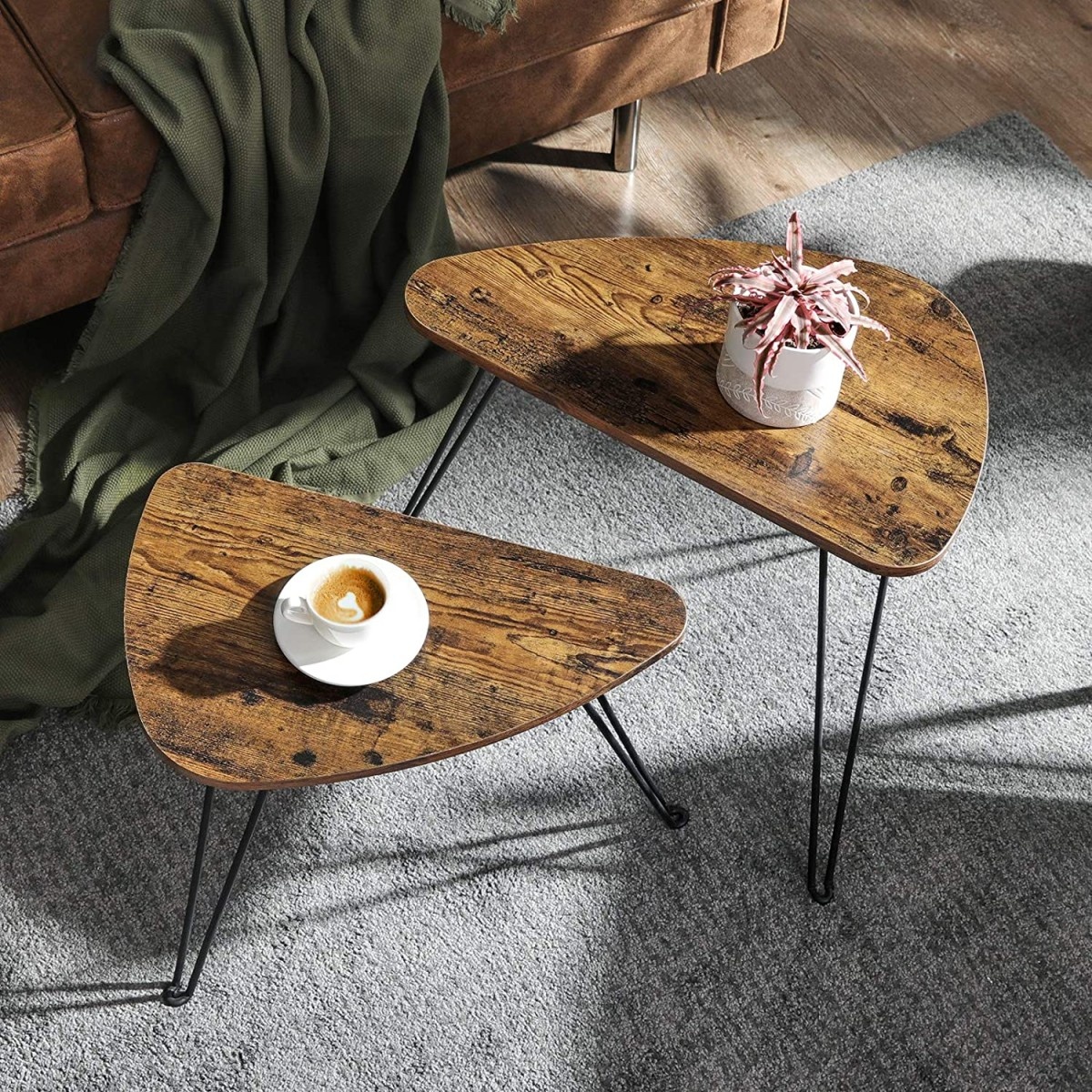 Salontafel - rustiek bruin - spaanplaat, staal - 60 x 38 x 47,5 cm