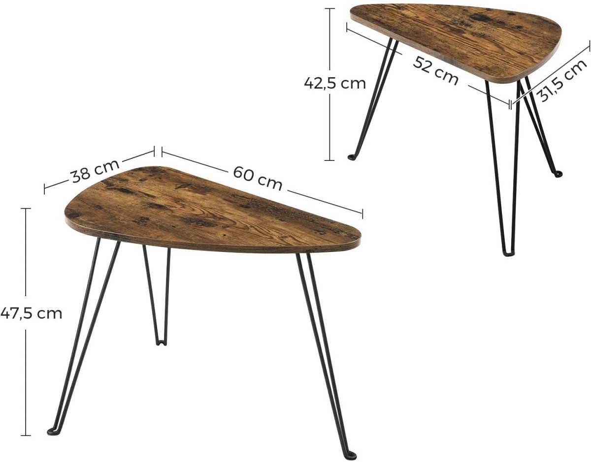 Salontafel - rustiek bruin - spaanplaat, staal - 60 x 38 x 47,5 cm