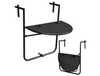 Balkon tafeltje - zwart - 64x60x83 cm - opvouwbaar