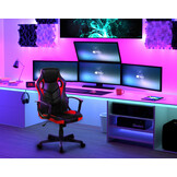 Gaming stoel - zwart/rood - ecologisch leer - verstelbaar