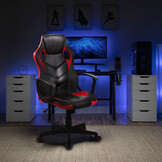 Gaming stoel - zwart/rood - ecologisch leer - verstelbaar