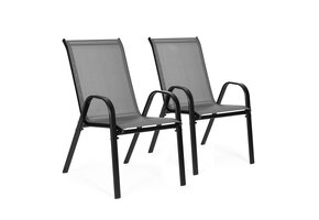 Tuinstoel grijs - 90.5 x 72 x 55 cm - gepoedercoat staal - 2 stuks