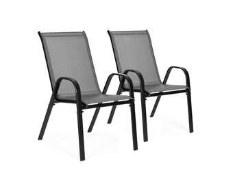 Tuinstoel grijs - 90.5 x 72 x 55 cm - gepoedercoat staal - 2 stuks