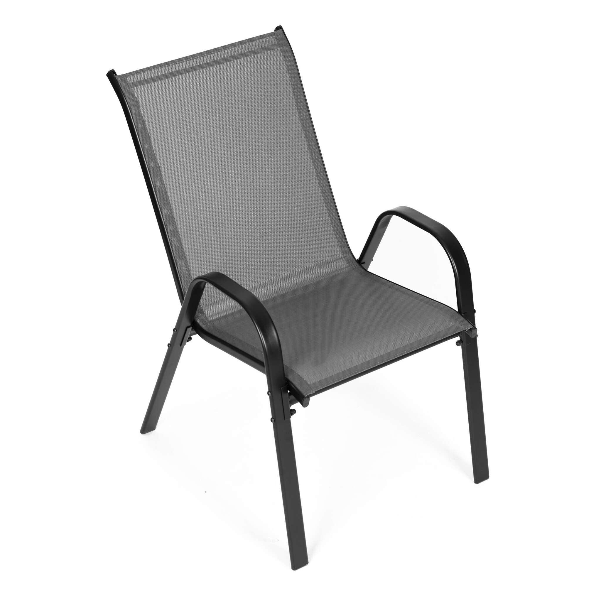 Tuinstoel grijs - 90.5 x 72 x 55 cm - gepoedercoat staal - 2 stuks