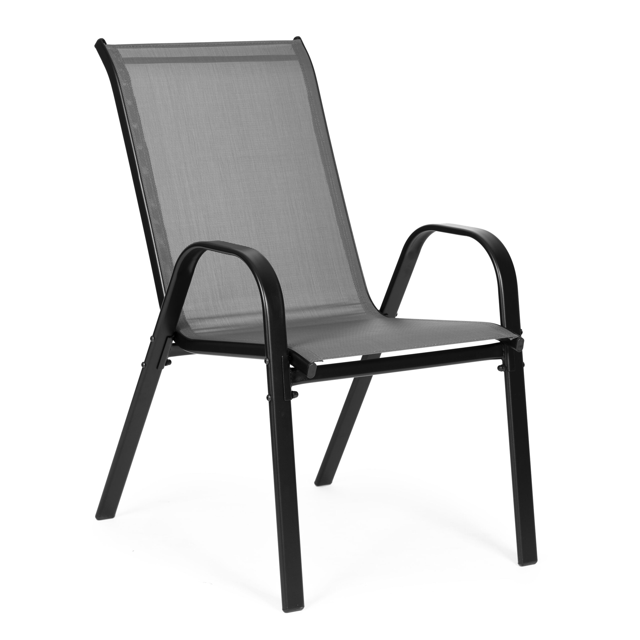 Tuinstoel grijs - 90.5 x 72 x 55 cm - gepoedercoat staal - 2 stuks