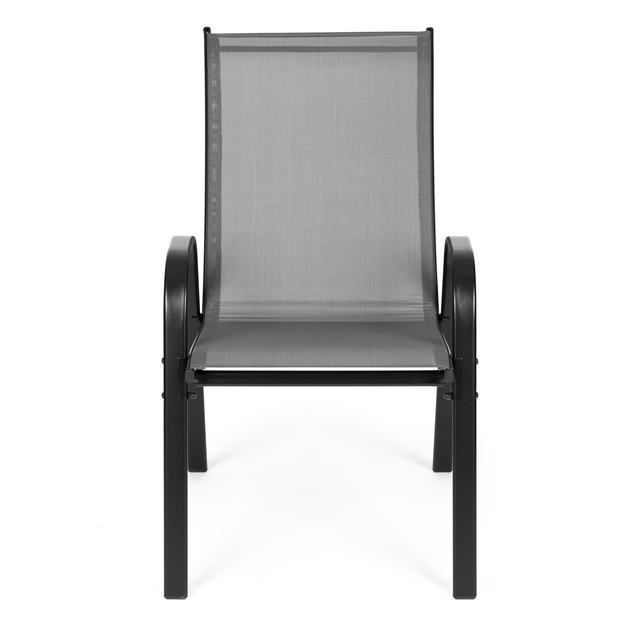 Tuinstoel grijs - 90.5 x 72 x 55 cm - gepoedercoat staal - 2 stuks