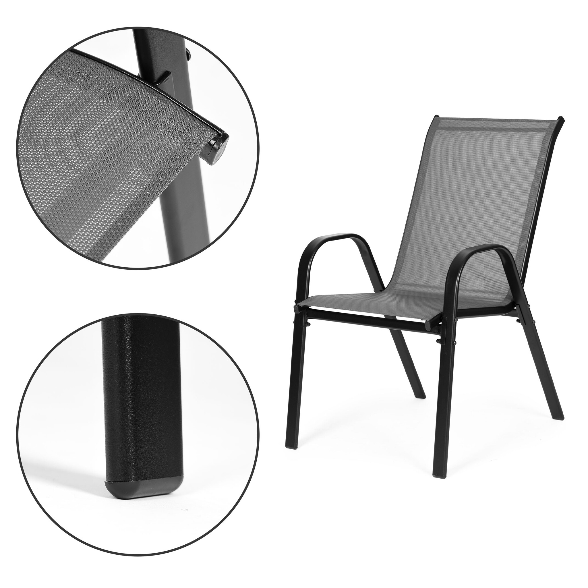 Tuinstoel grijs - 90.5 x 72 x 55 cm - gepoedercoat staal - 2 stuks