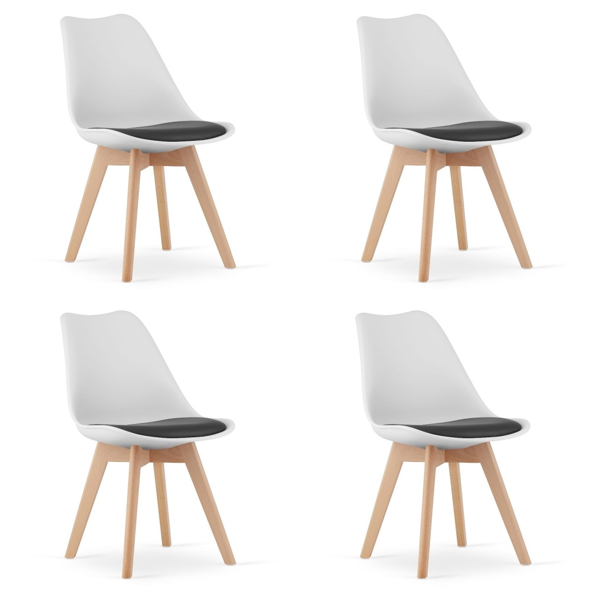 Scandinavische eetkamerstoelen - set van 4 - beukenhout - 82 x 49 cm