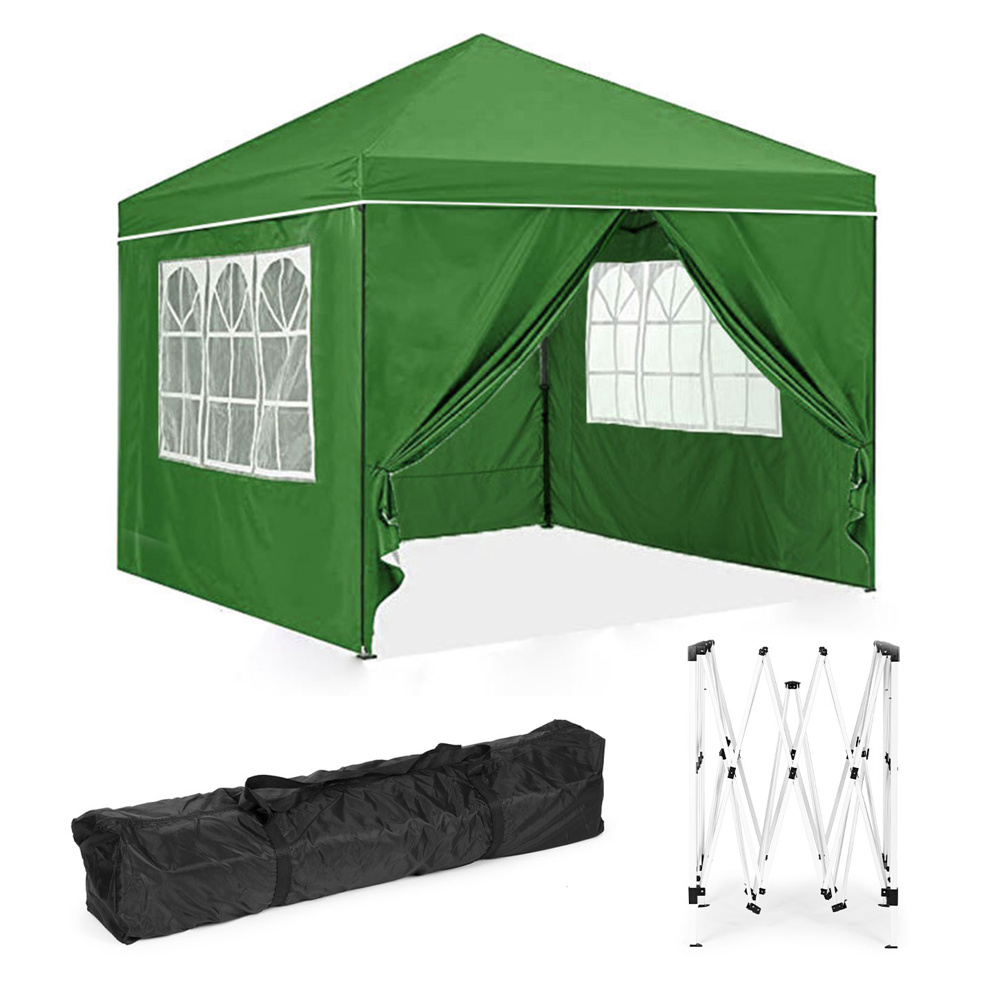 Paviljoen 3x3 - met ramen - zelfopzettend - weerbestendig