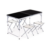 Inklapbare campingtafel - 120x60 cm - verstelbare hoogte - incl. 4 stoelen