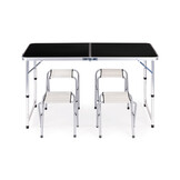 Inklapbare campingtafel - 120x60 cm - verstelbare hoogte - incl. 4 stoelen