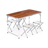 Inklapbare campingtafel - 120x60 cm - 4 stoelen - verstelbare hoogte