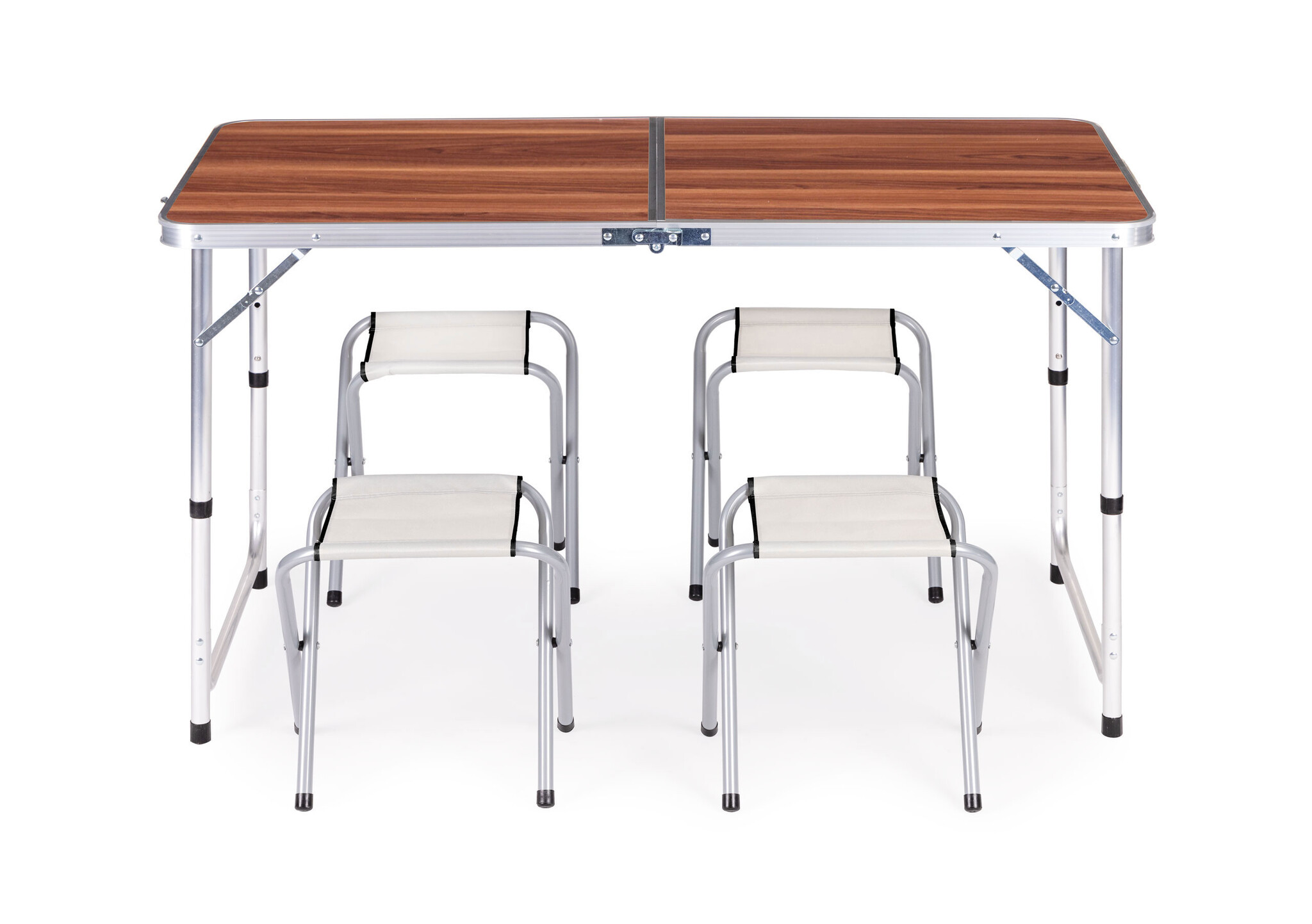Inklapbare campingtafel - 120x60 cm - 4 stoelen - verstelbare hoogte