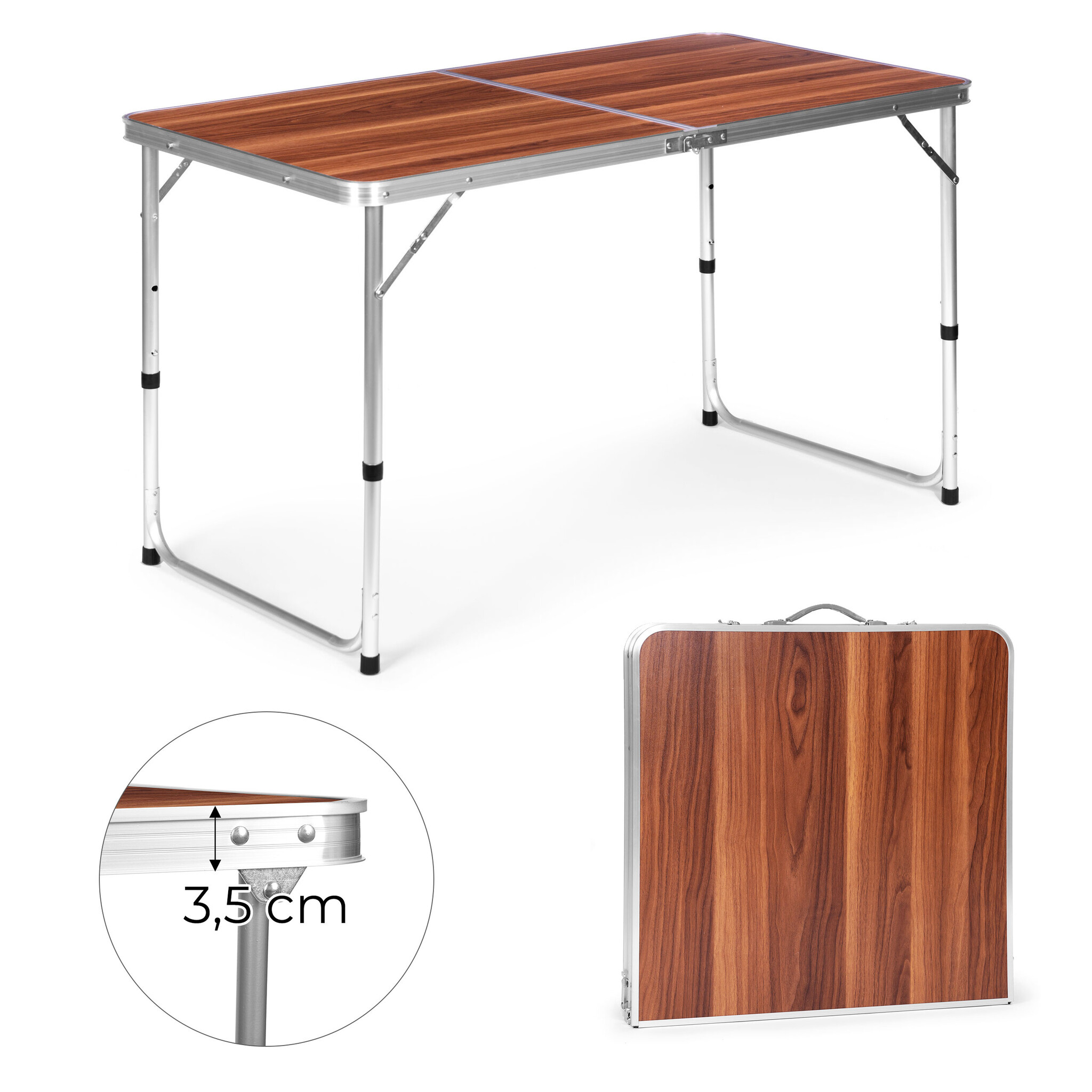 Inklapbare campingtafel - 120x60 cm - 4,6 kg - belasting 50 kg
