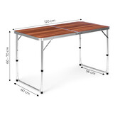 Inklapbare campingtafel - 120x60 cm - 4,6 kg - belasting 50 kg