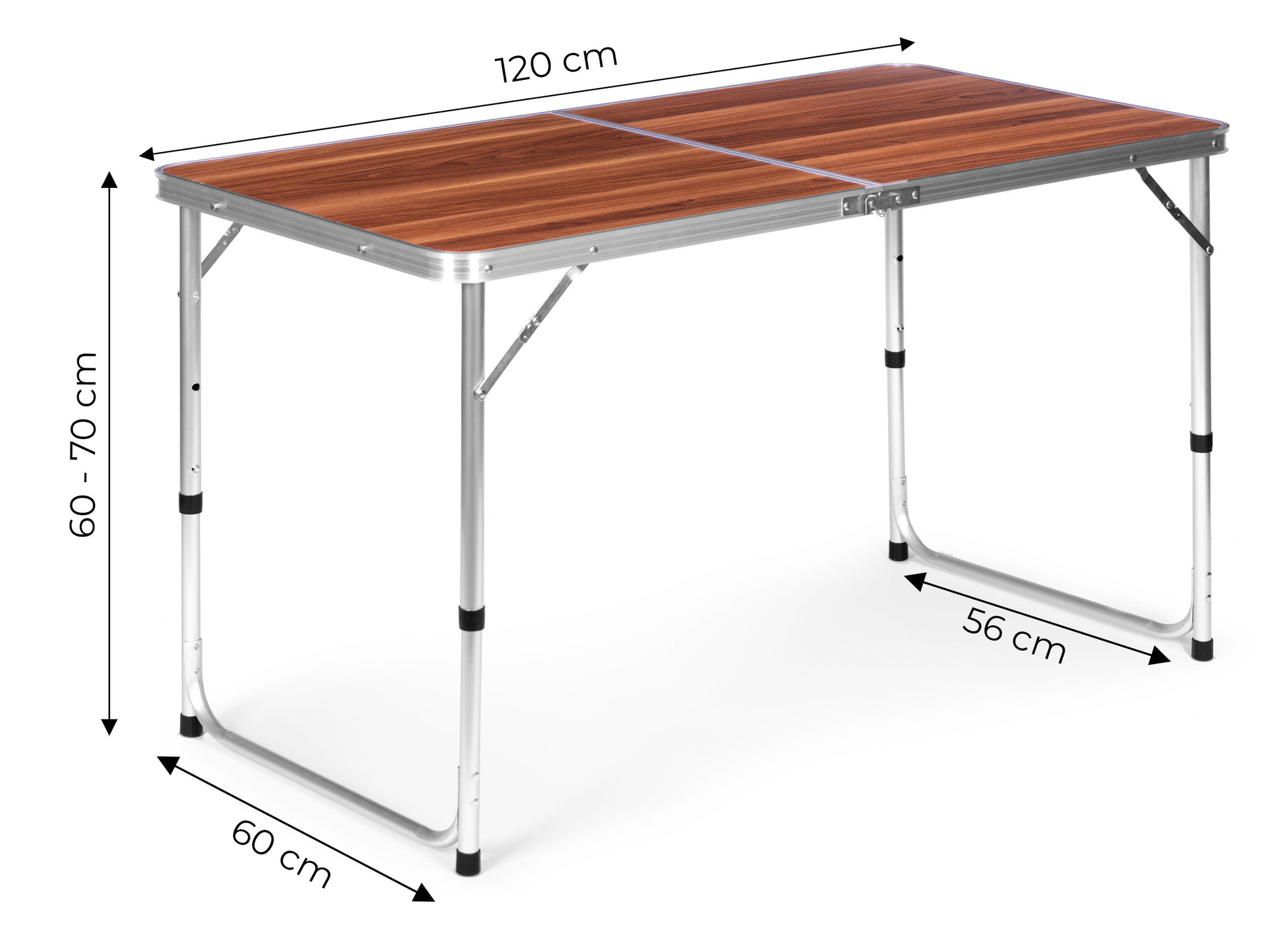 Inklapbare campingtafel - 120x60 cm - 4,6 kg - belasting 50 kg