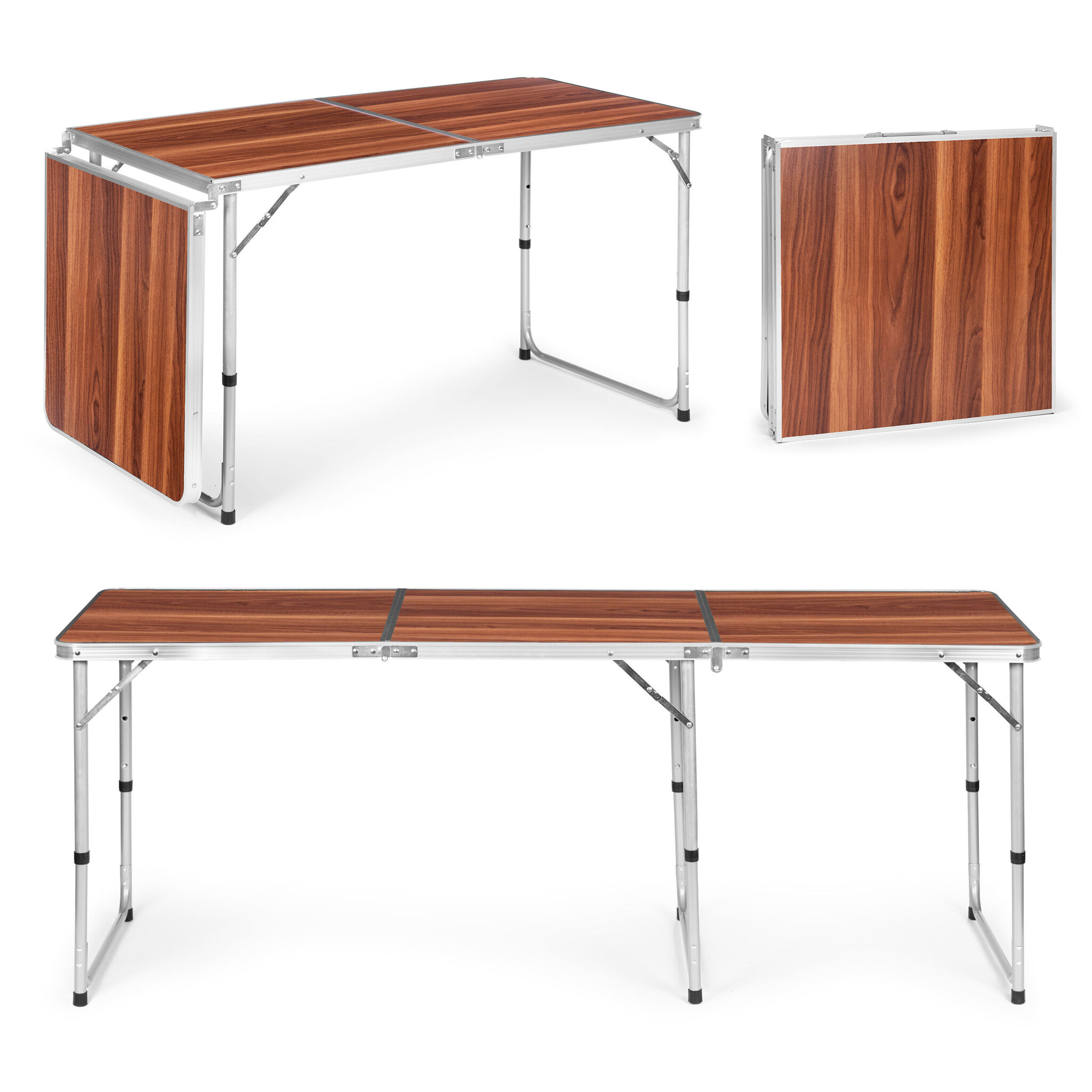 Inklapbare campingtafel - 180x60 cm - verstelbare hoogte - lichtgewicht
