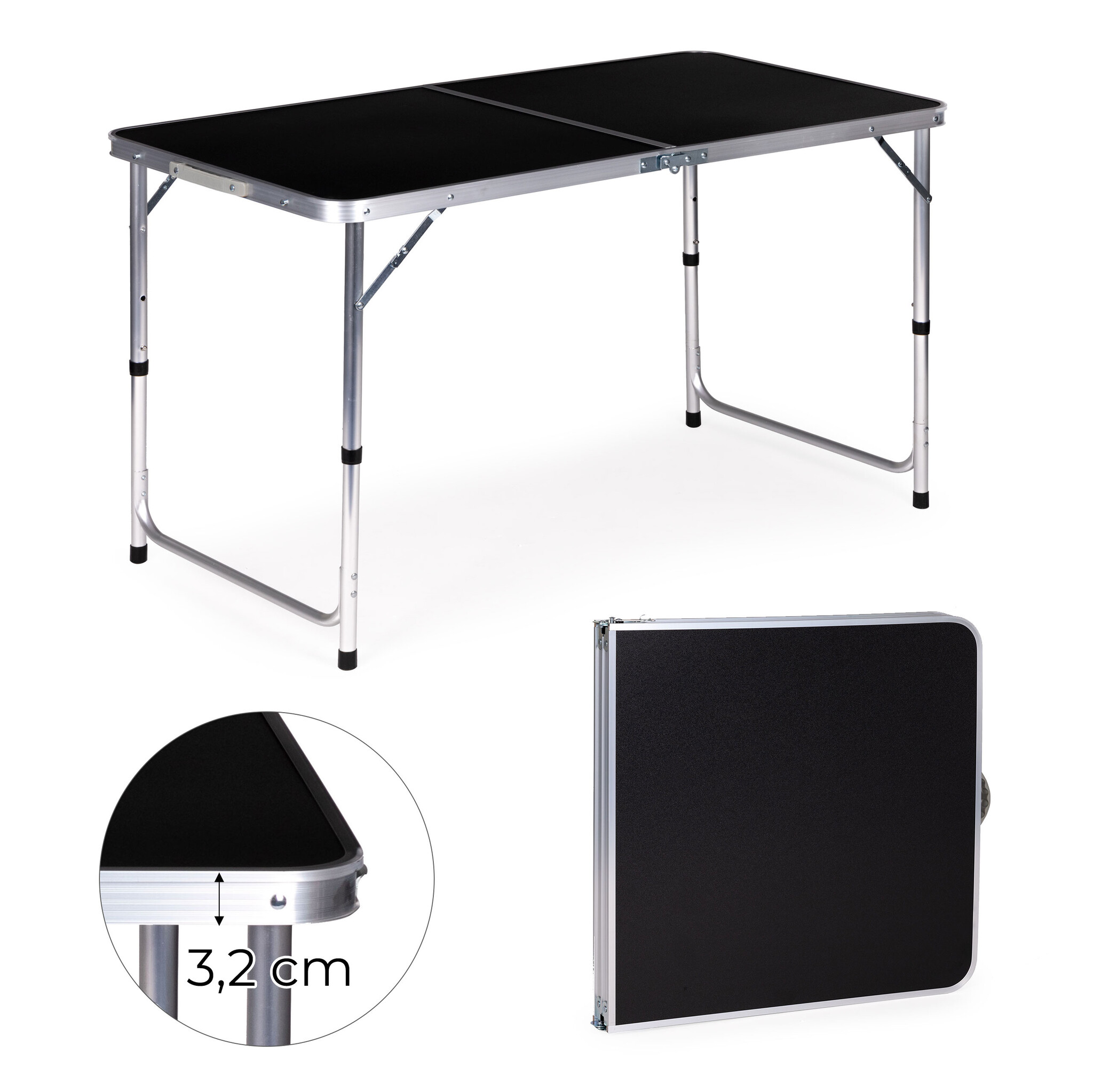 Inklapbare campingtafel - 120x60 cm - verstelbaar - 4,6 kg
