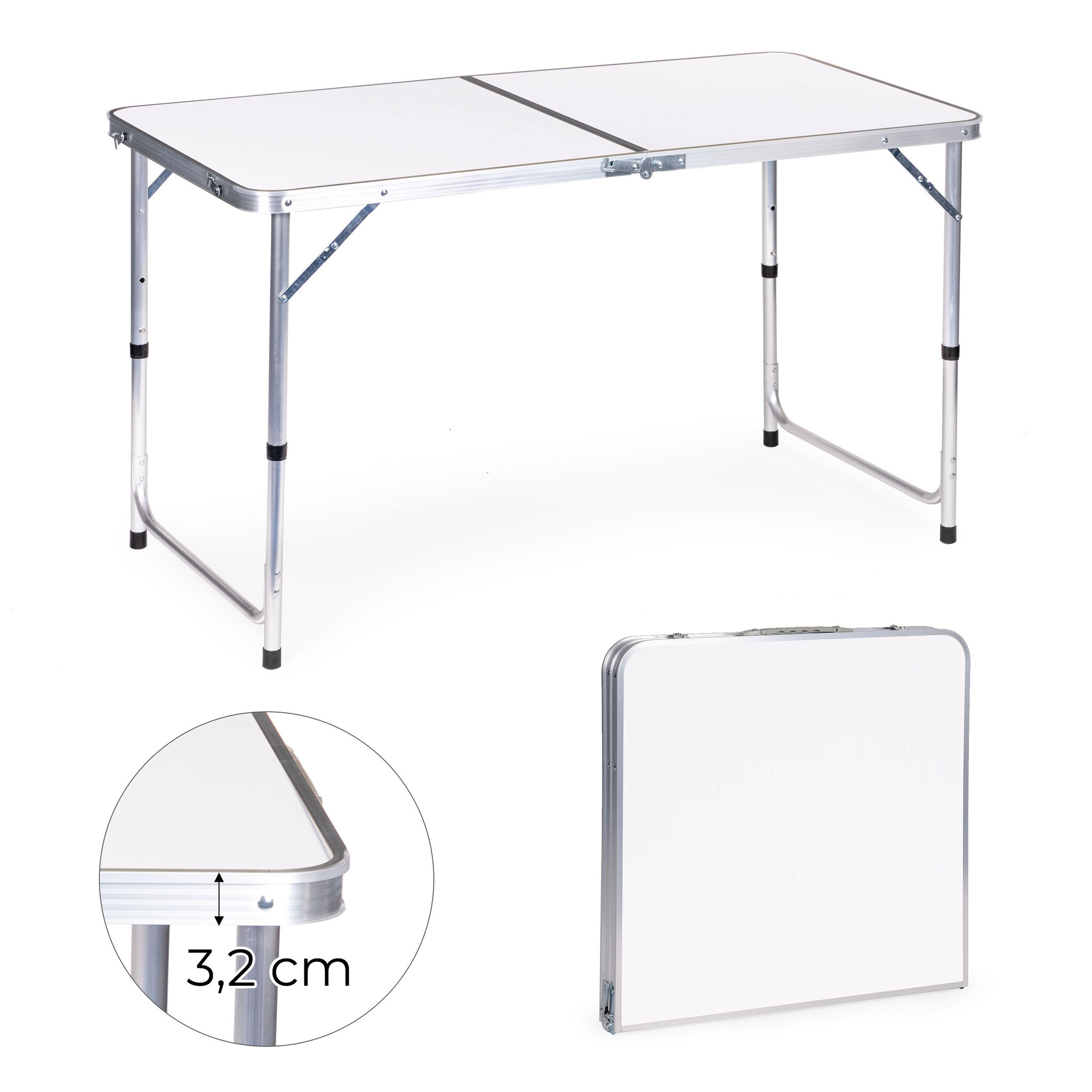 Inklapbare campingtafel - 120x60 cm - verstelbare hoogte - 4,6 kg