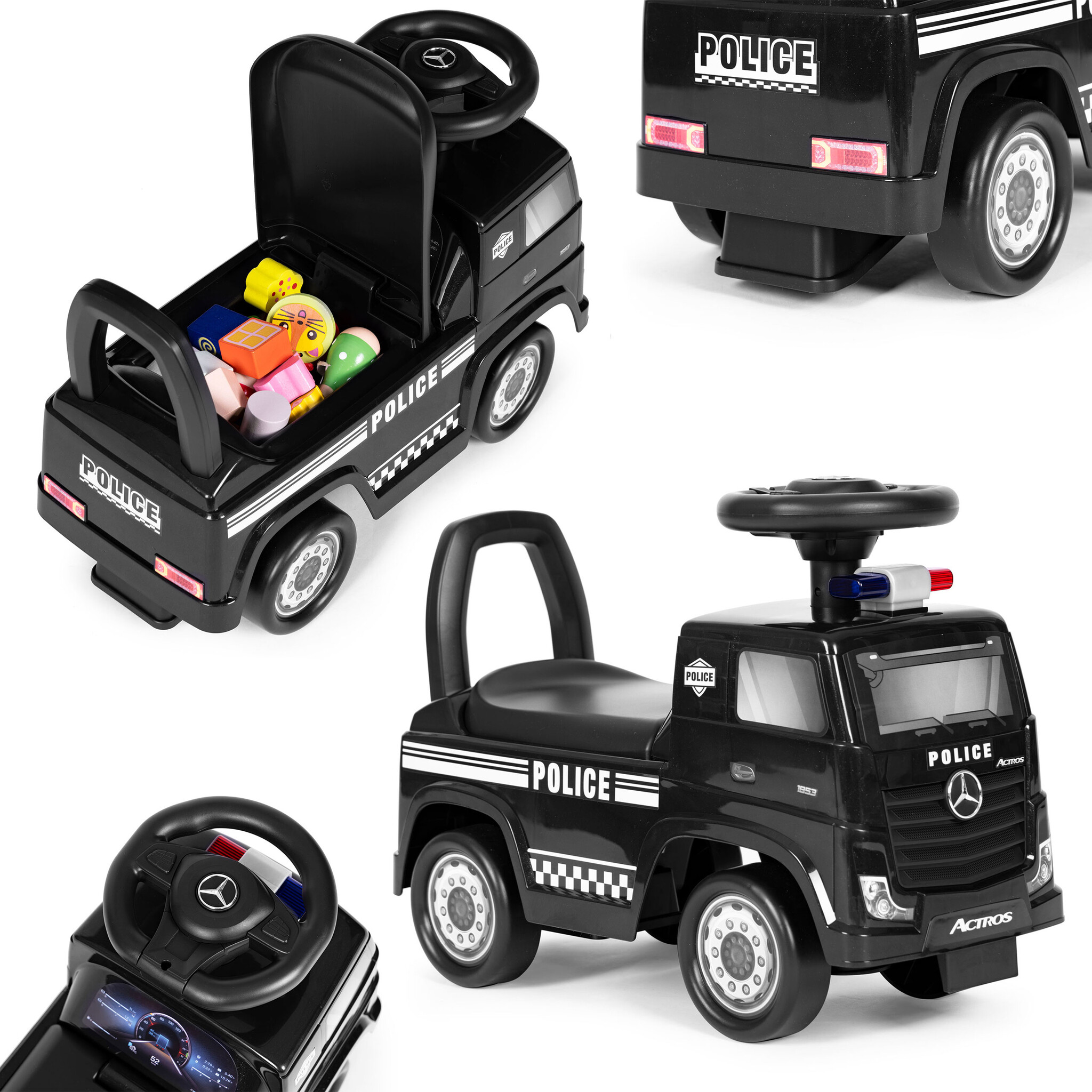 Loopauto - politieauto - 19,5 x 49 x 20 cm - geluidseffecten